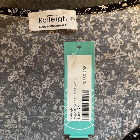 Kaileigh Sz 2X Magdalena Knit Tiered Dress Black White Formal Cottage Core NWT - Picture 3 of 9